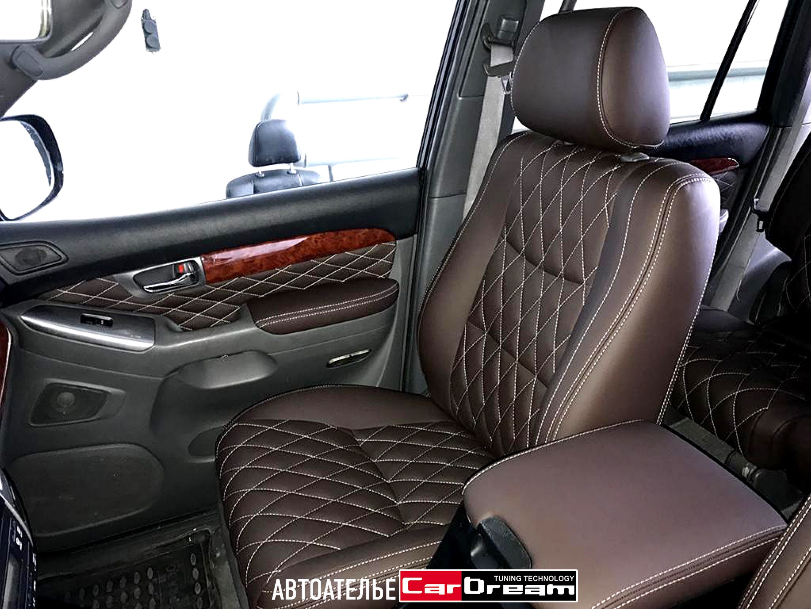 Перетяжка салона Toyota Land Cruiser Prado 120 / Nappa Chocolate + ромб.