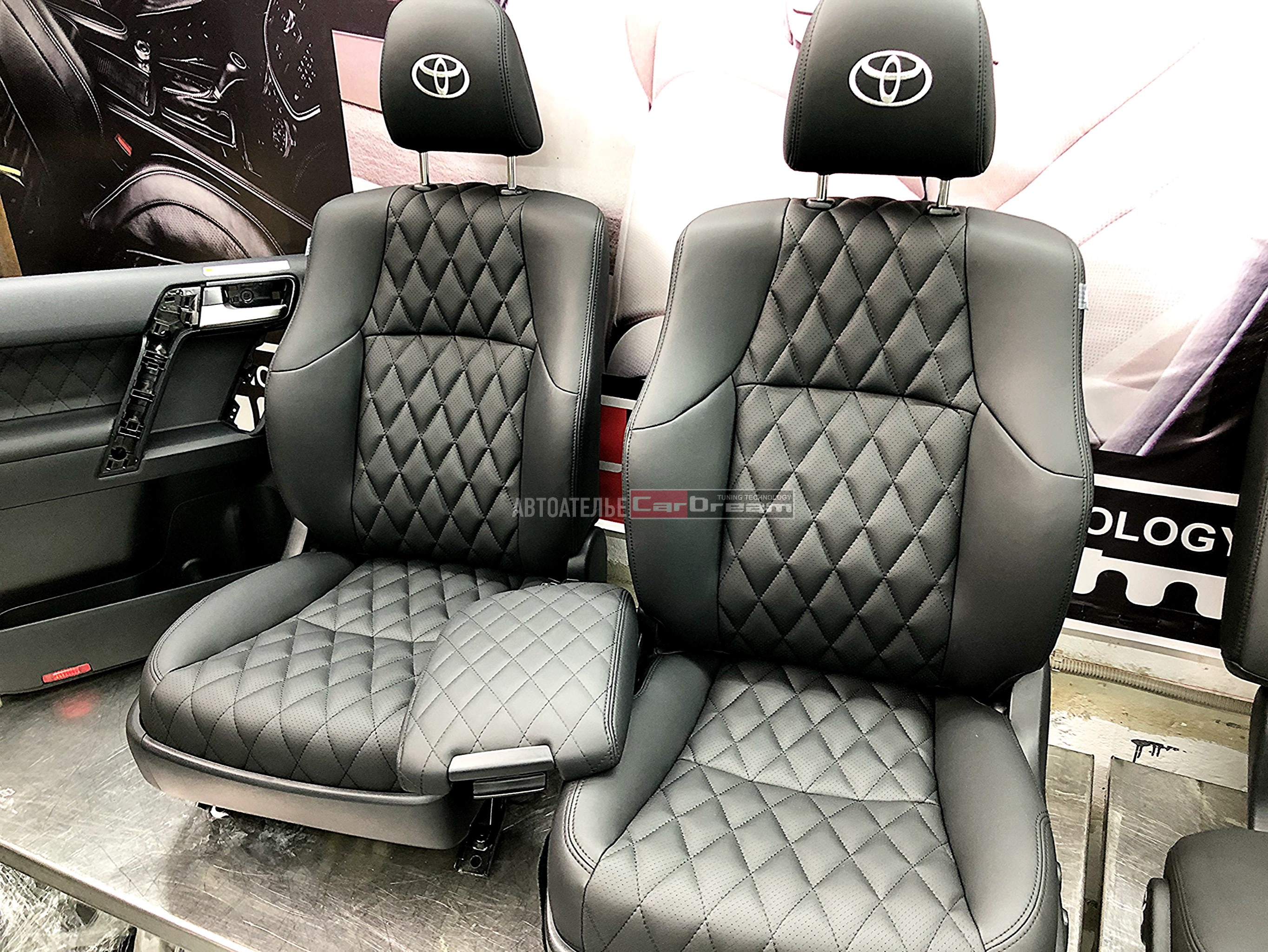 Перетяжка салона кожей Nappa Black Toyota Land Cruiser Prado 150 2019г.в с тряпки на кожу. (23.01.2020)